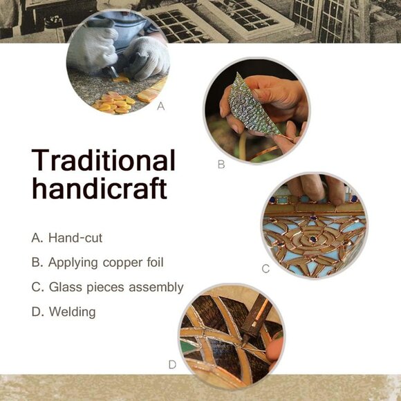 Lighthouse 10 inch Tiffany Style Handcrafted Stained Glass Accent Table Lamp - Picture 4 of 5